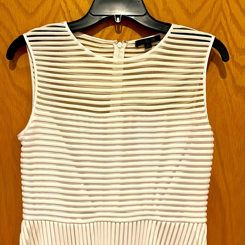 Fit and Flare White/Sheer Striped Midi Dress
